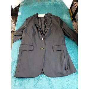 H&M Blazer Size Large Womens Black Jacket 3/4 Sleeves Stretch Lapel Collar NWT